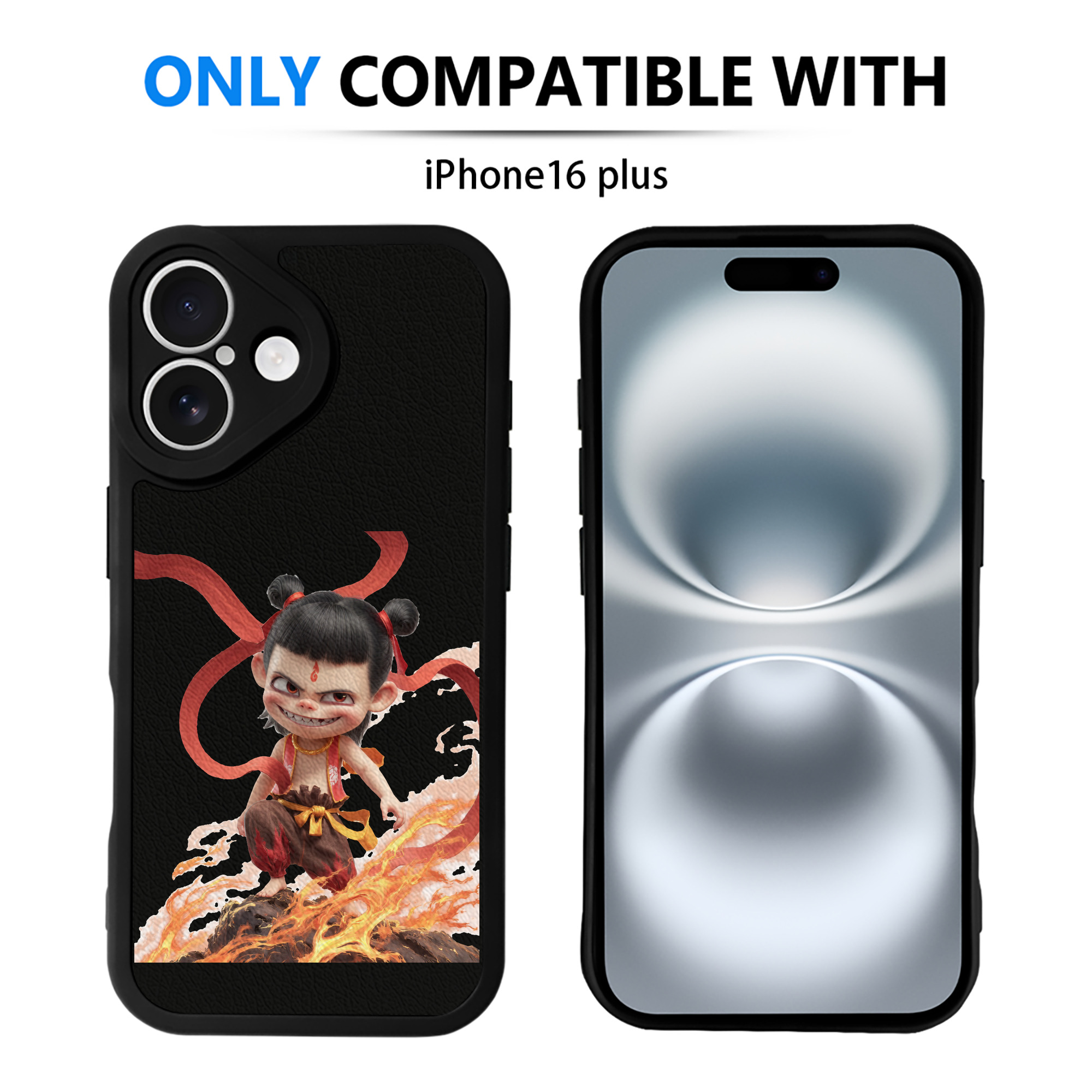 （画像用） Ne Zha 2 ナタ 魔童の大暴れ 【iPhone 16シリーズ対応】シリコンスマホケース（レザー調） 材質：シリコン